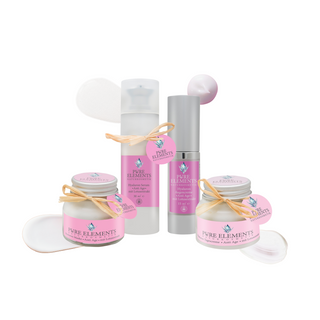 Anti-Aging Pflegeset mit Tagescreme, Serum, Augencreme und Maske für glatte und strahlende Haut.