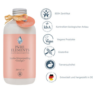 Jojoba Körperpeeling •Energie• - Pure Elements Naturkosmetik
