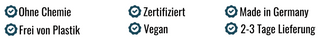 Rein natürliche Kosmetik ohne Chemie – zertifiziert, vegan, plastikfrei und hergestellt in Deutschland. Pure Elements verspricht ehrliche Pflege mit schneller 2–3 Tage Lieferung – sichtbar auf der Produktseite als klare Botschaft für bewusste Käufer.