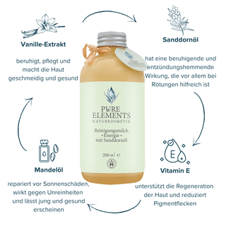 Reinigungsmilch •Energie• mit Sanddornöl - Pure Elements Naturkosmetik