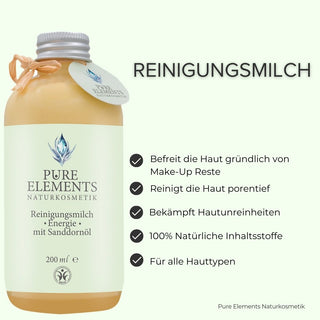 Reinigungsmilch •Energie• mit Sanddornöl - Pure Elements Naturkosmetik